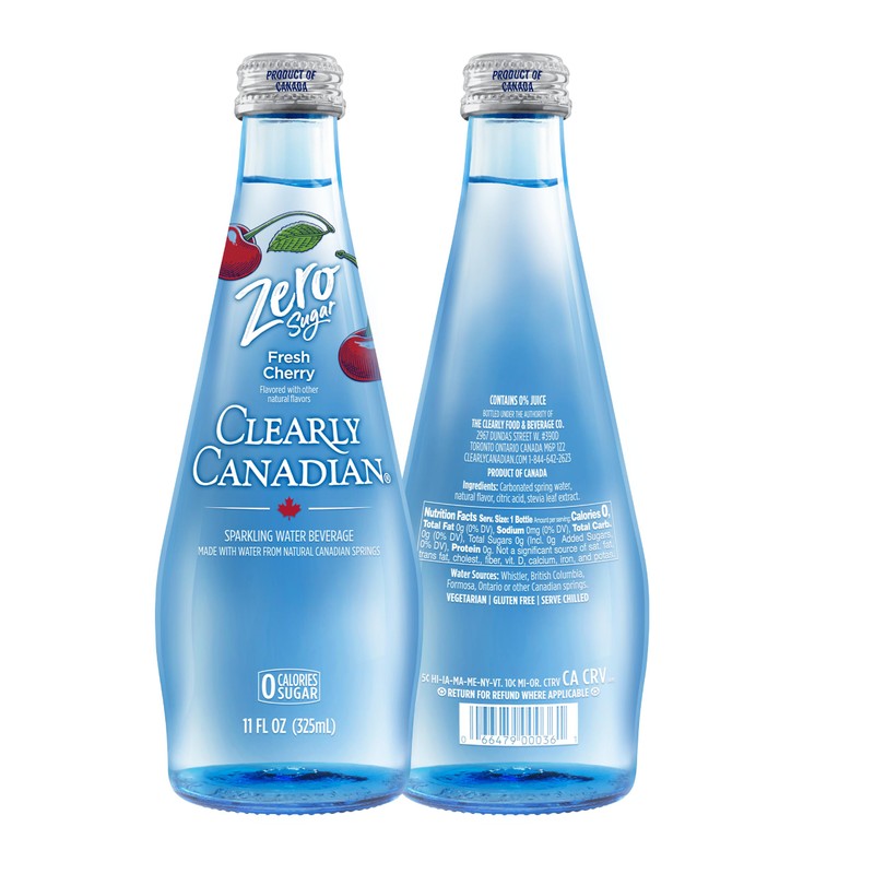 Clearly Canadian Zero Sugar Fresh Cherry Sparkling Water Beverage, Zero