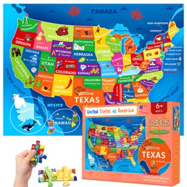Puzzles for Kids Ages 6-8 8-10 10-12 Year Old - 200 Piece Jigsaw Puzzles for Kids Aged 6 to 12 - United States Puzzle - Colorful Children Puzzles for Girls and Boys Educational Toys