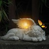 WONDER GARDEN Sleeping Dog Angel Statue with Solar Light -