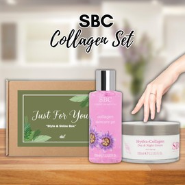 SBC Skincare Hydra-Collagen Moisturising Gel 100 ml & Award-Winning Day & Night Cream 100ml Anti-Ageing, Oil-Free Face & Body Moisturiser for Sensitive, Mature Skin