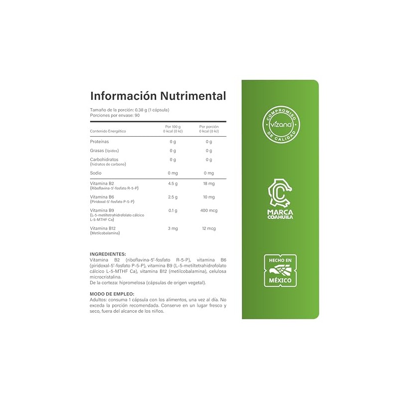VIZANA NUTRITION | B Complex con Methyl Folate a Base