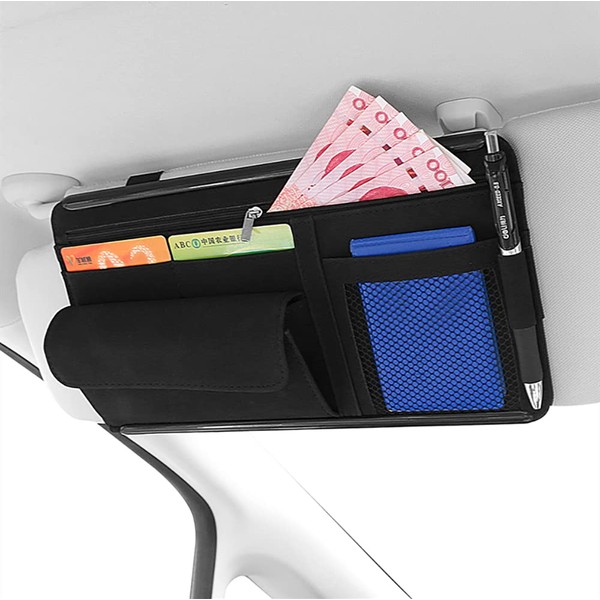 Car Sun Visor Organizer Glasses Case Storage Bag Note Holder