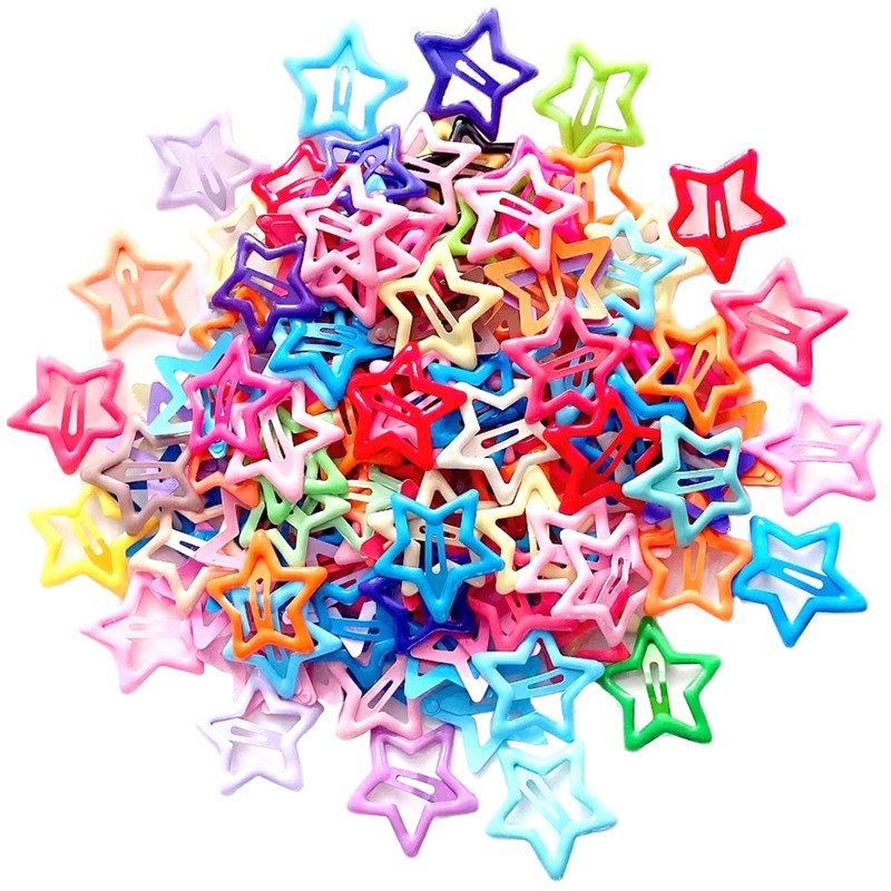 Clips de cabello estrella, 50pcs coloridas barretas de estrellas y2k,