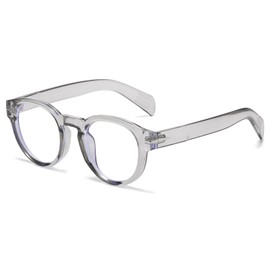 LJCZKA Rund Blaulichtfilter Brille Retro Herren Damen Runde Computerbrille Ohne Stärke Anti-Müdigkeit Mode für PC, TV und Handy