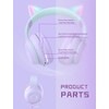 LiberIntone Kids Bluetooth Headphones,Cat Ear LED Light Child Wireless Headphones