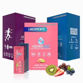 Hidra2go, Electrolitos Sin Azucar, Con Vitamina C, Complejo B, Magnesio Y Potasio, 30 Sobres, Sabores Fresa Kiwi, Mora Azul Y Uva