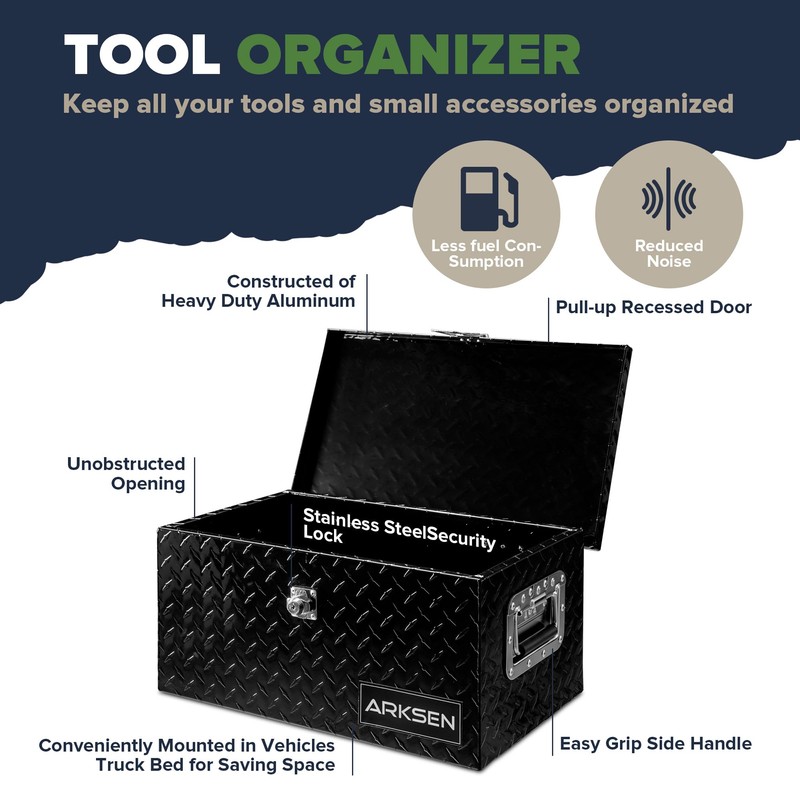 ARKSEN 20 Inch Heavy Duty Aluminum Diamond Plate Tool Box