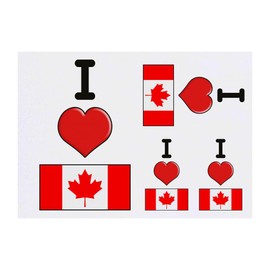 Azeeda 4 x 'I Love Canada' Temporäre Tattoos - Wasserfest, Hautfreundlich & Ungiftig · Transfers in Verschiedenen Größen (TO00053087)