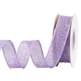 Joycrosso Burlap Wired Edge Ribbon 1 inch x 10 Yards, Lt. Purple, Ideal for Crafting, Gift Wrapping, Wreath, Christmas Tree, and Rustic Wedding Decorations