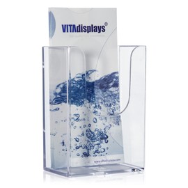 DIN long (DL) - trifold - wall brochure holder with special filling depth of 6.5 cm. This wall brochure holder is ideal for flyers and brochures in DL and DIN A6 postcard format