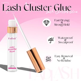 FADLASH Lash Cluster Glue for Cluster Lashes Glue Waterproof Lash Bond Eyelash Cluster Glue Eyelash Glue Lash Adhesive Strong Hold Eyelash Extension Glue Long Lasting (5ml, White)