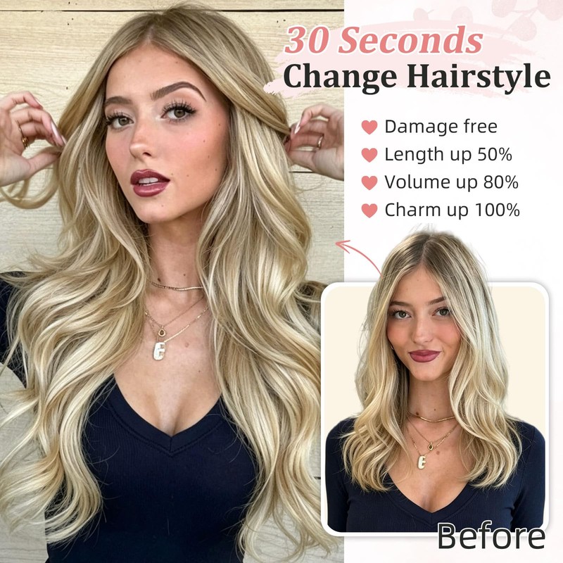 Clip in Hair Extensions Long Wavy Hair Extensions for Women