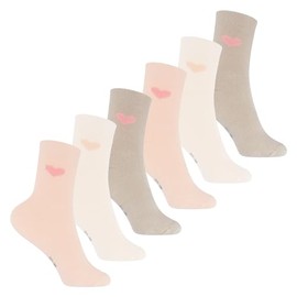 Footstar Children's Terry Socks with Motif (3 Pairs or 6 Pairs) Warm Socks with Thermal Effect, Heart motif (6 pairs)