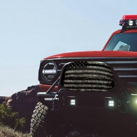 Mintulipy Camouflage Flag Winch Cover Heavy Duty Waterproof Winch Protection Cover, Dust-Proof,Universal Winch Protective Cover for Electric Winches Up to 17500 Lbs, 23” W x 11” H x 11” D