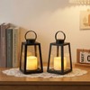 BAIRAYEN 2 Pack 8.6”Black Decorative Lanterns with Timer 6H,Battery Operated