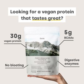Form Performance Protein - Vegan Protein Powder - 30g of Plant Based Protein per Serving, with BCAAs and Digestive Enzymes. Perfect Post Workout. Tastes Great with Just Water!