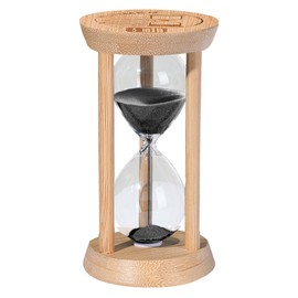 5 Minute Wooden Sand Timers, Bamboo Mini Black Sand Hourglass for Productivity, Meditation & Decor, 5min Small Reloj De Arenai for Kitchen, Office, Yoga, Game, Classroom