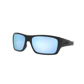 Oakley Men's OO9263 Turbine Rectangular Sunglasses, Polished Black/Prizm Deep Water Polarized, 65 mm