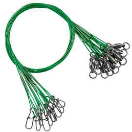 9Tong Saltwater Rigs Fishing Leader Steel Stainless Snap Fishing Leaders Freshwater Stainless Swivel Fishing Leader Wire Black Nickel #1 50lb 9.8in 20pcs