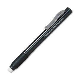 Pentel Clic Eraser, Retractable, Pocket Clip, Rubber Grip, Black Barrel (PENZE22A)