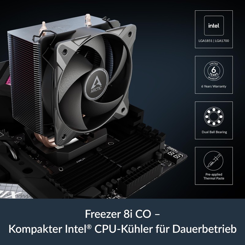ARCTIC Freezer 8i CO - Compact CPU Cooler for Intel