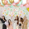 CANREVEL Pink White Green Birthday Decorations, Happy Birthday Banner, Metallic