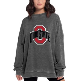 chicka-d Chicka-d NCAA Ohio State Buckeyes Womens Campus Crew Pullover, Charcoal, Large (449_NC_PL)