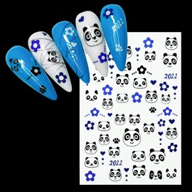 Nail Sticker Butterfly, Panda Bamboo Leaves Nail Art Stickers for Nail Design, Flower Leaf Cartoon Nail Decals 3D Self-Adhesive Nail Tips Decoration for Women Girls Kids(YTZHI-001-8 Sheets)