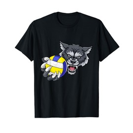Wolf Werewolf Volleyball Volley Ball Cartoon Character T-Shirt