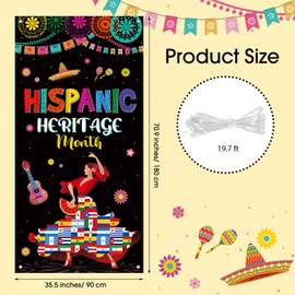 Blosssound Hispanic Heritage Month Banner Decor 71 x 35 Inch Spanish Door Banner Latinx American Spanish Speaking Door Cover for National Hispanic Heritage Month Home Classroom Decorations