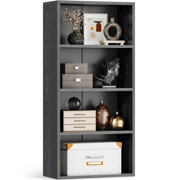 Casaottima 4-Tier Open Bookshelf and Bookcase, Floor Standing Display Storage