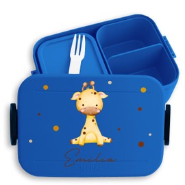Children's Bento Box Midi Lunch Box for Mepal Bento Box - Giraffe Gift Giraffe African Animal Giraffe Lover - 900 ml - Blue - Maple Lunch Box Nursery Breakfast Box