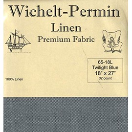 Wichelt-Permin Premium Linen Fabric for Cross Stitch Twilight Blue Color 32ct 18" x 27" …