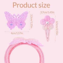32 Pcs Toddler Sparkly Hair Ties Hair Clips for Girls Baby Hair Bows Flower Elastics Baby Hair Ties Ponytail Colorful Bow Hair Clip Cute Flower Scrunchies Hair Accessories