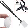 YOUOWO 1 Pack ID Badge Holder with Black Lanyards Neck