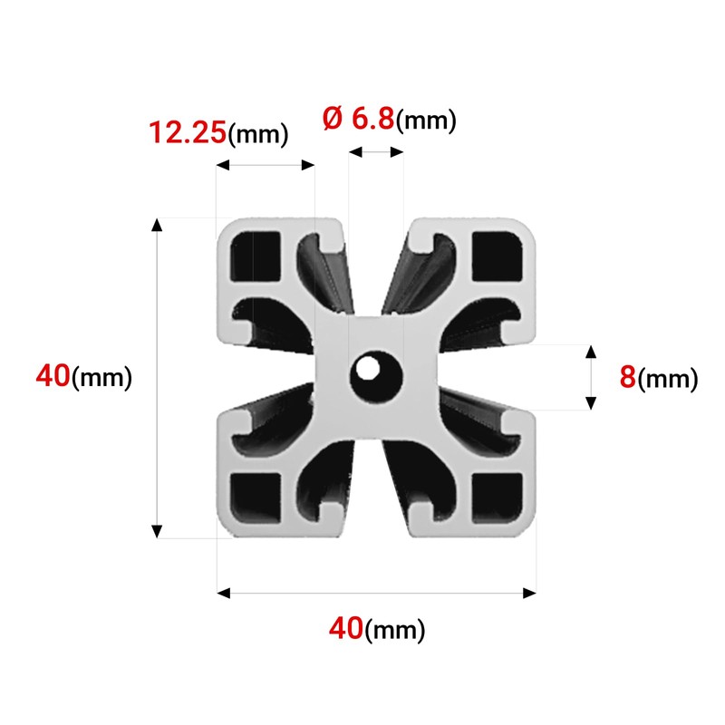 Gal Industrial Aluminium Profile, 40 x 40 mm Thick, 30