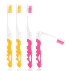 Travel Toothbrush, 4PCS Portable Travel Toothbrush Set,Mini Tooth Brush Built in Cover Soft Travels Size Folding Toothbrushs Individually Wrapped ToothBrushes for Adults Kids Hiking Camping Traveling