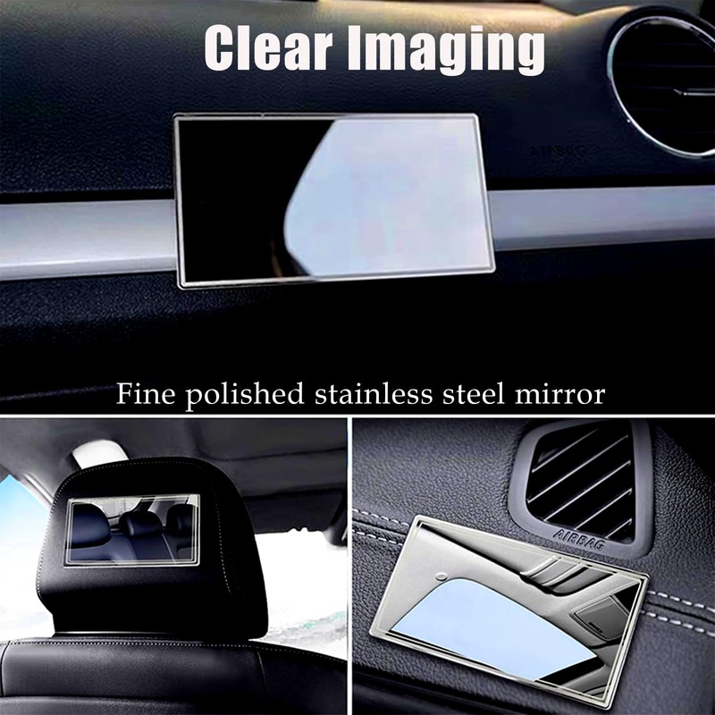 Auto Sun Visor HD Makeup Mirror,Portable Self-Adhesive Seatback Stainless Steel