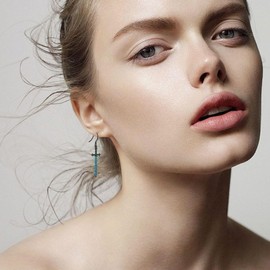 Sword Earrings for Women Sterling Silver Blue Opal Sword Dangle Earring Gothic Jewelry for Women, Sterling Silver, Created Opal