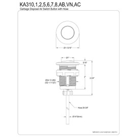 Kingston Brass KA31VN Trimscape Disposal Air Switch Button, Black Stainless