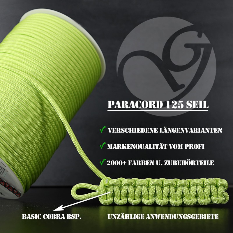 Ganzoo Paracord 125 Rope 1 mm Rigging Cord, Nylon &