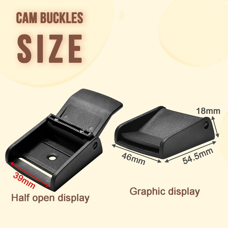 10pcs 1-1/2" Pick Cam Belt Buckles Plastic Black Toggle Clip