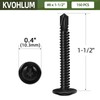 #8 x 1-1/2" (150 PCS) Black Fast Self Tapping Screws,