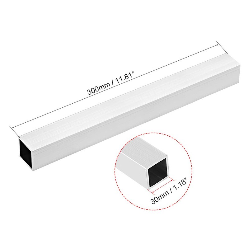 uxcell 6063 Aluminum Square Tube, 30mmx30mmx2mm Wall Thick 300mm Length