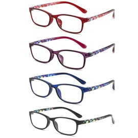 RaoOG Reading Glasses for Women 2.5 Blue Light Blocking Computer Readers, Flexible Eyeglasses Anti Eyestrain/Glare/UV(4 Pack)
