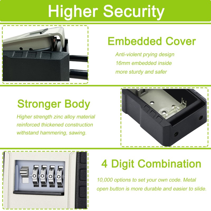ZHEGE Key Safe Padlock, Key Box with Code Wall Mounted,