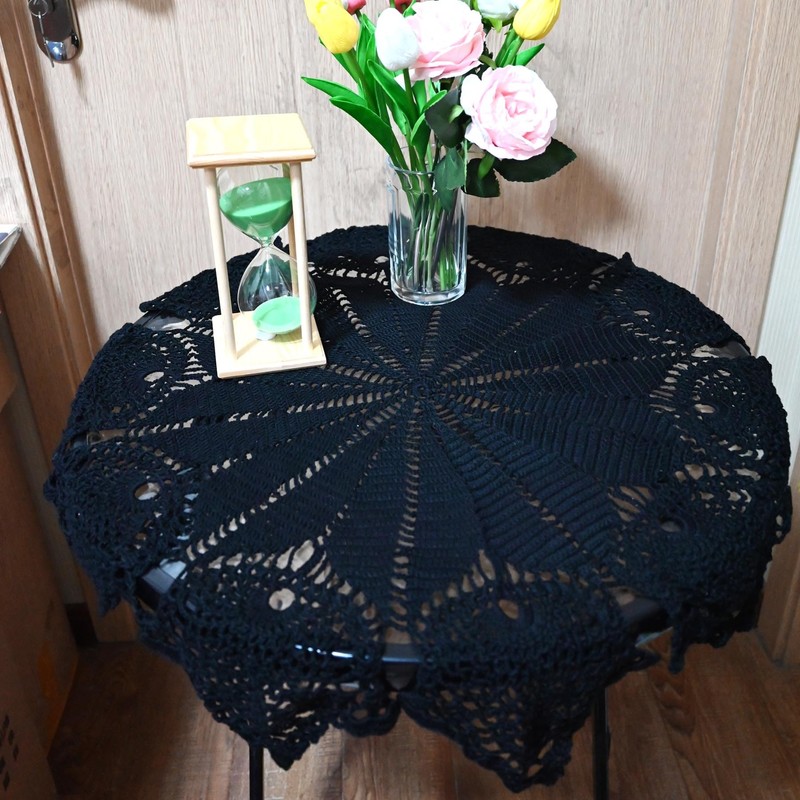 BIBITIME Lace Placemats Round Handmade Crochet Flower Doily Table Mat