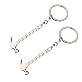 UNVOJL 2 Pieces Alloy Hammer Shape Pendant Key Ring Multipurpose Tool Hammer Key Ring Simulation Tool Keychain Metal Keyring Gift for Men Women