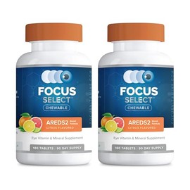 Focus Select AREDS2 based Chewable Eye Vitamin-Mineral Supplement - AREDS2 based Supplement for Eyes (180 ct. 90 Day Supply) Citrus Flavored AREDS2 based Eye Chewable - AREDS2 Low Zinc Formula, 2 Pack