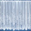 White Floral Contemporary Window Lace Net Curtain With Scalloped Bottom.